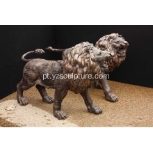 Vida tamanho bronze estátua de Animal leão